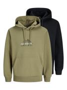 JACK & JONES Sweatshirt 'JCOLIMA'  khaki / sort / hvid