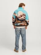 JACK & JONES Sweatjakke 'JORLANDSCAPE'  aqua / pueblo / sort / uldhvid