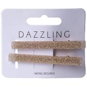 Dazzling Hår 2-pack Barettes Glitter Gold Beige