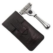 Parker Shaving TM-3 Travel Mach-3 Razor with Leather Pouch