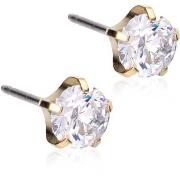 Blomdahl Golden Titanium Tiffany Precious, CZ White 6 mm