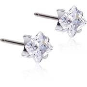 Blomdahl Silver Titanium Tiffany Edge CZ White 5 mm