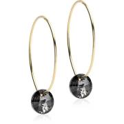 Blomdahl Golden Titanium Ear Ring 25 mm, Round 8 mm, Black diamon