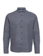 Johan Herringb Flannel Shirt Kronstadt Blue