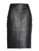 Slfmaily Hw Leather Skirt Noos Selected Femme Black