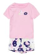 Flower Print Shorts And Tee Set Adidas Originals Pink