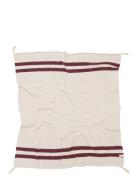 Knitted Blanket Stripes Natural-Burgundy Lorena Canals Beige