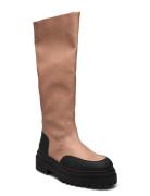 Slfasta New High Shafted Leather Boot B Selected Femme Beige