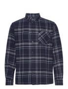 Light Flannel Checkered Relaxed Fit Knowledge Cotton Apparel Navy