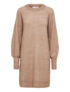 Slflulu Ls Knit Dress O-Neck B Noos Selected Femme Beige