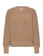 Org Cotton Button C-Nk Sweater Tommy Hilfiger Beige