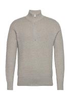 Slhremy Ls Knit All Stu Half Zip W Camp Selected Homme Grey