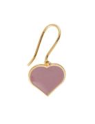 Big Heart Enamel Ear Hanger Gold Plated 1 Pcs Design Letters Pink