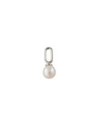 Pearl Drop Charm 5Mm Silver Design Letters White