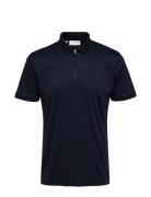 Slhfave Zip Ss Polo B Selected Homme Navy