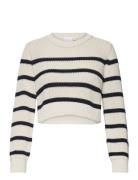 Mlpixie L/S Cropped Knit Top A. Mamalicious White