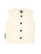 Vest, Merino Wool W. Buttons, Offwhite Smallstuff Cream