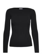 Iconic Rib Open-Neck Sweater Ls Calvin Klein Black