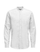 Onscaiden Ls Solid Linen Mao Shirt Noos ONLY & SONS White