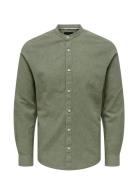 Onscaiden Ls Solid Linen Mao Shirt Noos ONLY & SONS Green