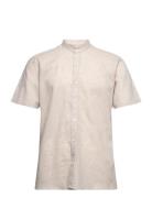 Mandarin Linen Blend Shirt S/S Lindbergh Cream