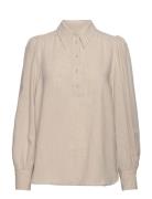 Slfviva Ls Linen Top B Selected Femme Cream