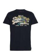 Vintage Vl Narrative Tee Superdry Navy