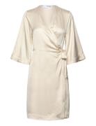 Slffranziska 3/4 Short Satin Wrap Dress Selected Femme Grey