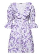 Linen V-Neck Dress By Ti Mo Purple