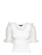 Rosana Cotton Mix Organza Top French Connection White