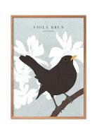Bird On A Branch Poster & Frame Patterned