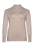 Carvenice Lifel/S Roll Pullover Knt ONLY Carmakoma Beige