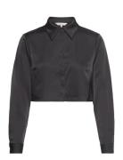 Onlpilar Ls Cropped Satin Shirt Wvn ONLY Black