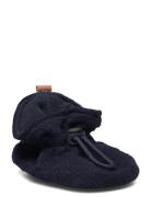 Quilted Textile Slippers Melton Navy