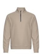 Esaxe Ls T-Neck Half Zipper M Enkel Studio Beige