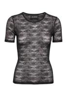 Lace Monogram Short Sleeve HAN Kjøbenhavn Black