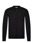 Merino Polo Collar Zip Cardigan Lindbergh Black