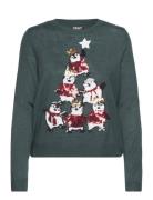 Onlxmas Penguin Tree Ls O-Neck Ex Knt ONLY Green
