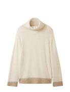 Knit Pullover Contrast Parts Tom Tailor Cream