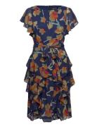 Floral Ruffle-Trim Georgette Dress Lauren Ralph Lauren Patterned