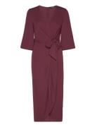 Stretch Jersey Tie-Front Midi Dress Lauren Ralph Lauren Burgundy