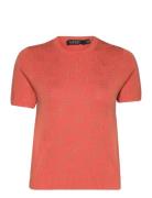 Monogram Jacquard Short-Sleeve Sweater Lauren Ralph Lauren Orange