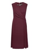 Buckle-Trim Georgette Cap-Sleeve Dress Lauren Ralph Lauren Burgundy