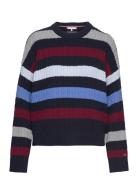 Cable Rwb Stripe C-Nk Sweater Tommy Hilfiger Patterned