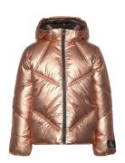 Bronze Metallic Puffer Jacket Calvin Klein Orange