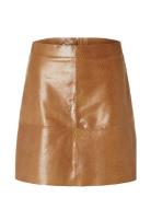 Slfsana Hw Mini Leather Skirt Selected Femme Brown
