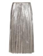 Metallic Pleated Skirt Mango Silver
