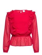 Blouse Chiffon Flounces Red Lindex Red