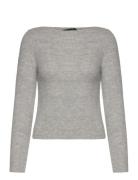 Boat-Neck Knitted Sweater Mango Grey