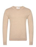 Slhberg Ls Knit V-Neck Noos Selected Homme Beige